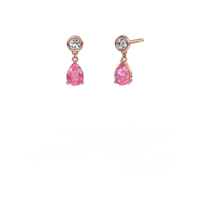 Image of Drop earrings Lacey 585 rose gold Pink sapphire 7x5 mm