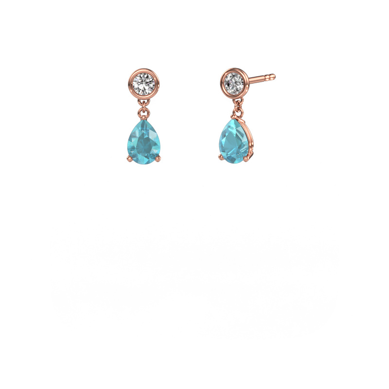 Image of Drop earrings Lacey 585 rose gold Blue topaz 7x5 mm