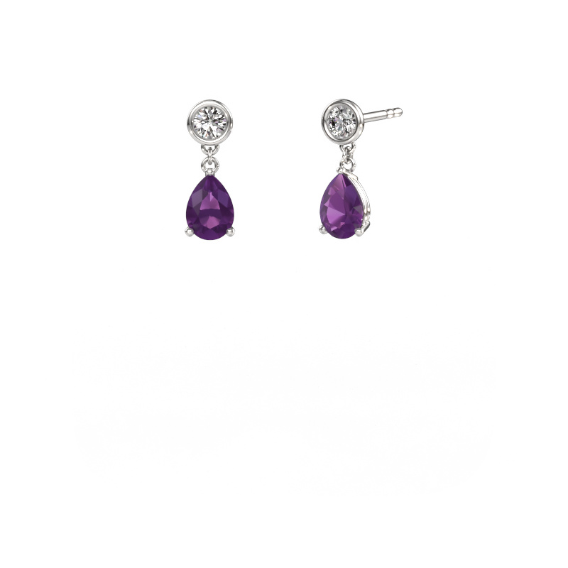 Image of Drop earrings Lacey 950 platinum Amethyst 7x5 mm
