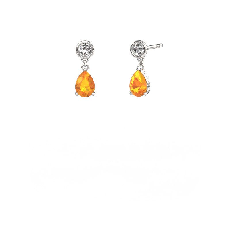 Image of Drop earrings Lacey 950 platinum Citrin 7x5 mm