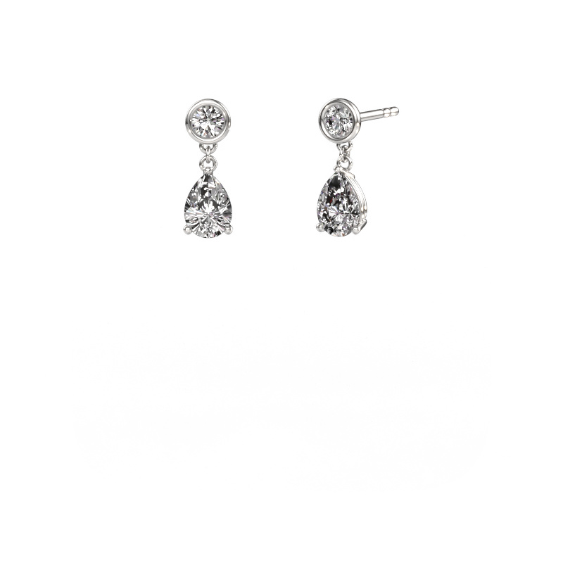 Image de Pendants d'oreilles Lacey 585 or blanc Diamant synthétique 1.60 crt