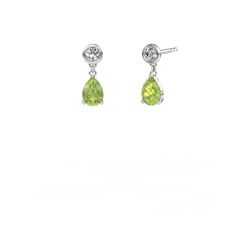 Image of Drop earrings Lacey 950 platinum Peridot 7x5 mm