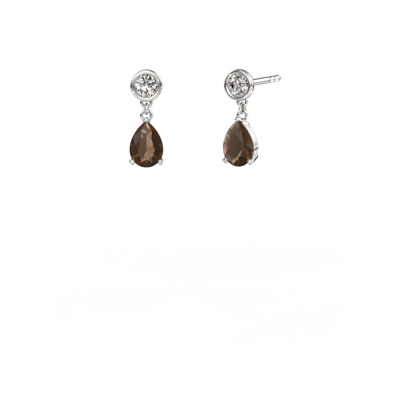 Image of Drop earrings Lacey 585 white gold Smokey quartz 7x5 mm