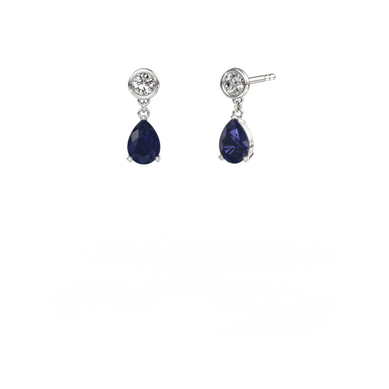 Image de Pendants d'oreilles Lacey 950 platine Saphir 7x5 mm