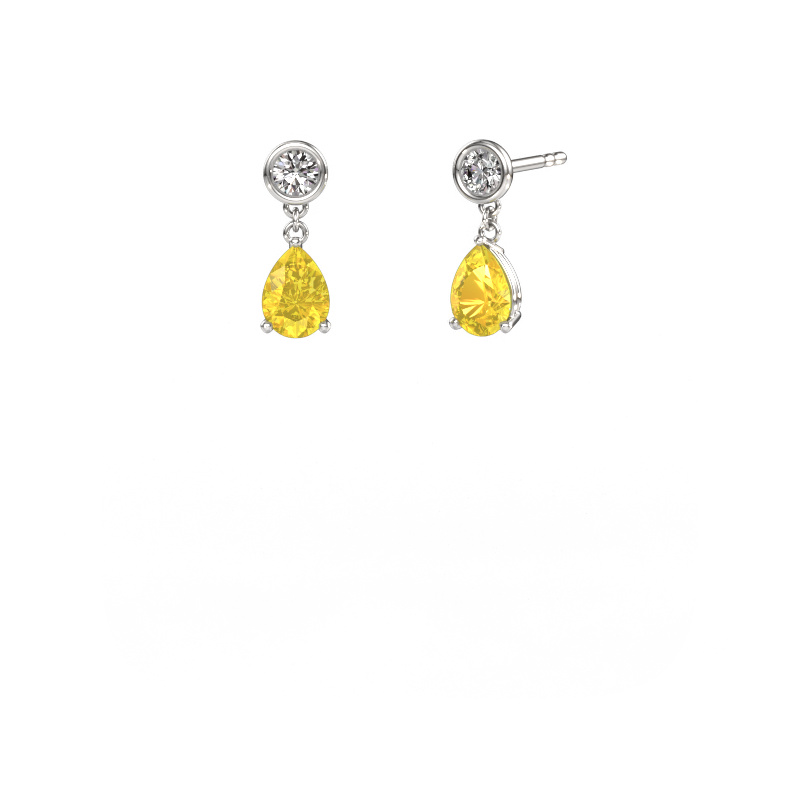 Image of Drop earrings Lacey 950 platinum Yellow sapphire 7x5 mm