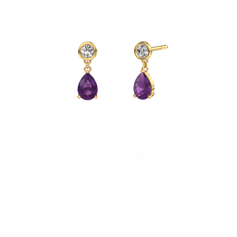 Image of Drop earrings Lacey 585 gold Amethyst 7x5 mm