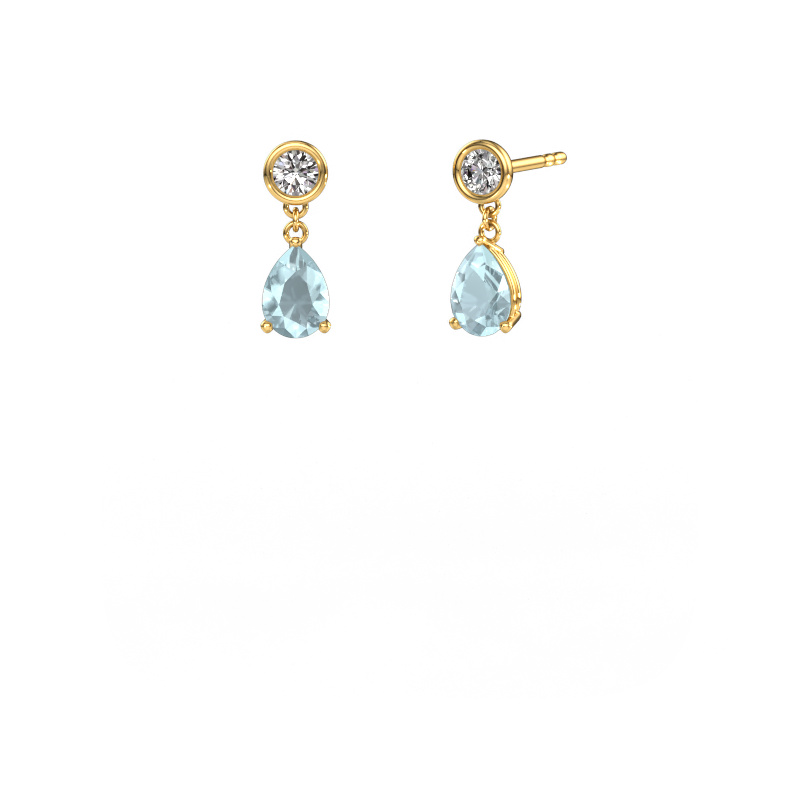 Image of Drop earrings Lacey 585 gold Aquamarine 7x5 mm
