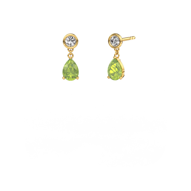 Image of Drop earrings Lacey 585 gold Peridot 7x5 mm