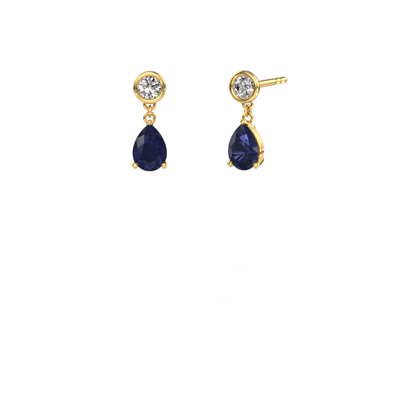 Image of Drop earrings Lacey 585 gold Sapphire 7x5 mm