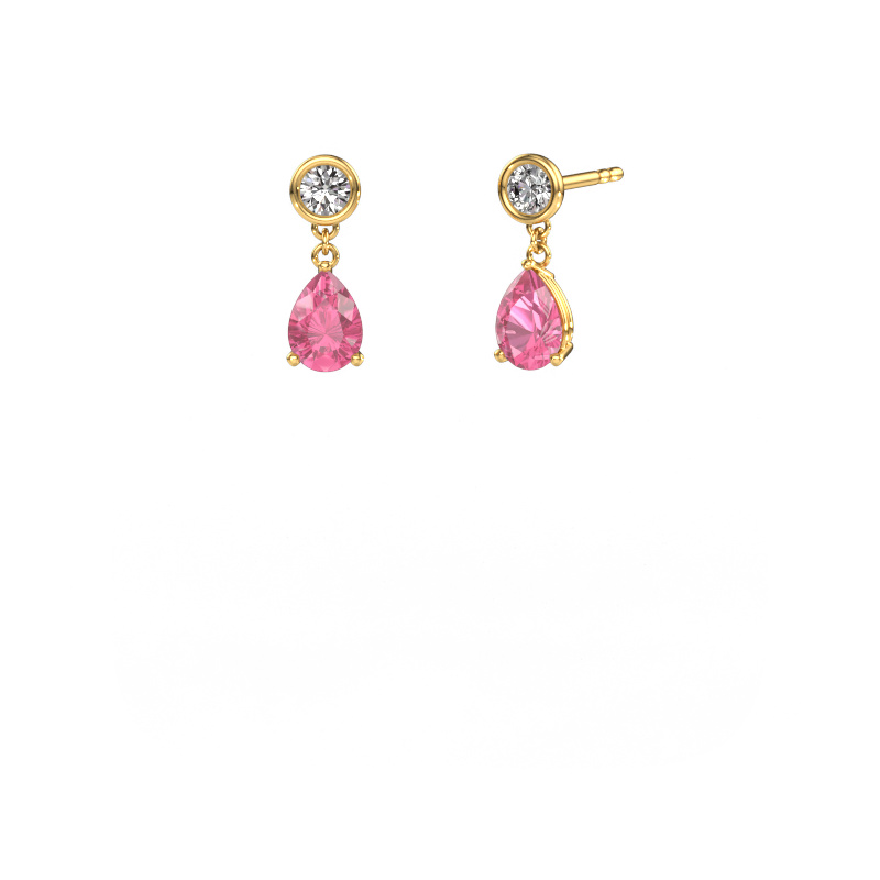 Image of Drop earrings Lacey 585 gold Pink sapphire 7x5 mm