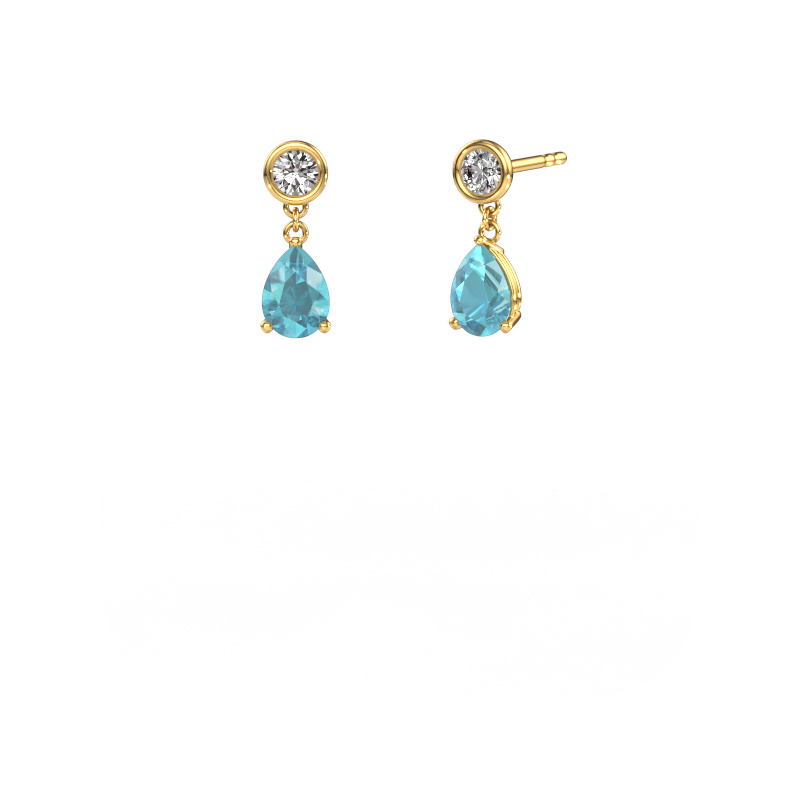 Image de Pendants d'oreilles Lacey 585 or jaune Topaze bleue 7x5 mm
