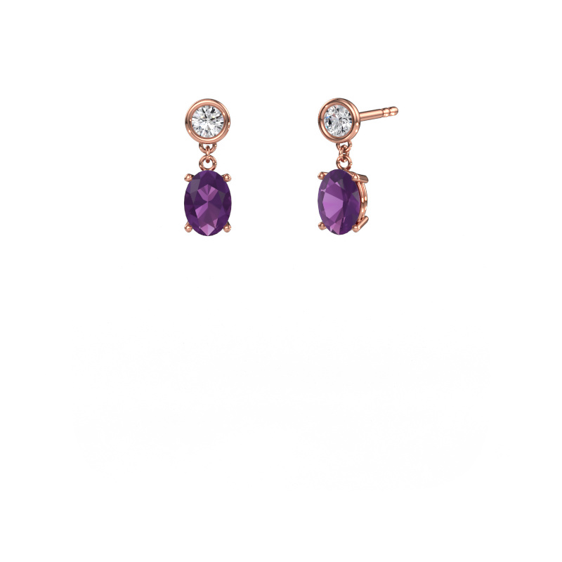 Image de Pendants d'oreilles Lacey OVL 585 or rose Améthyste 7x5 mm