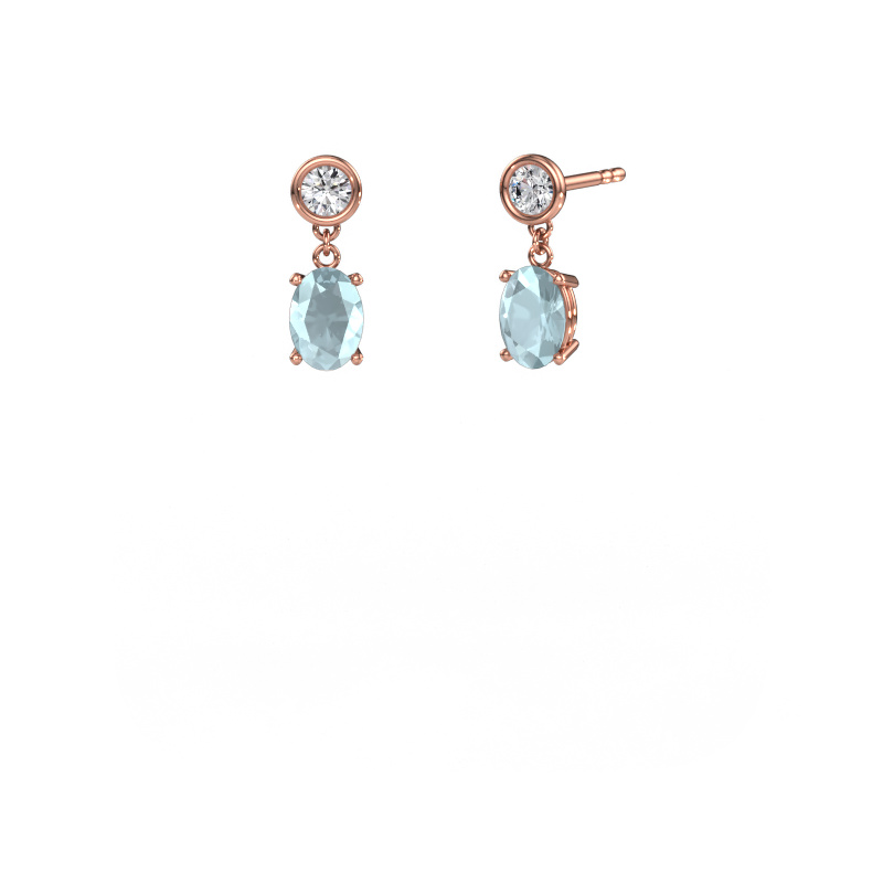 Image de Pendants d'oreilles Lacey OVL 585 or rose Aigue-marine 7x5 mm