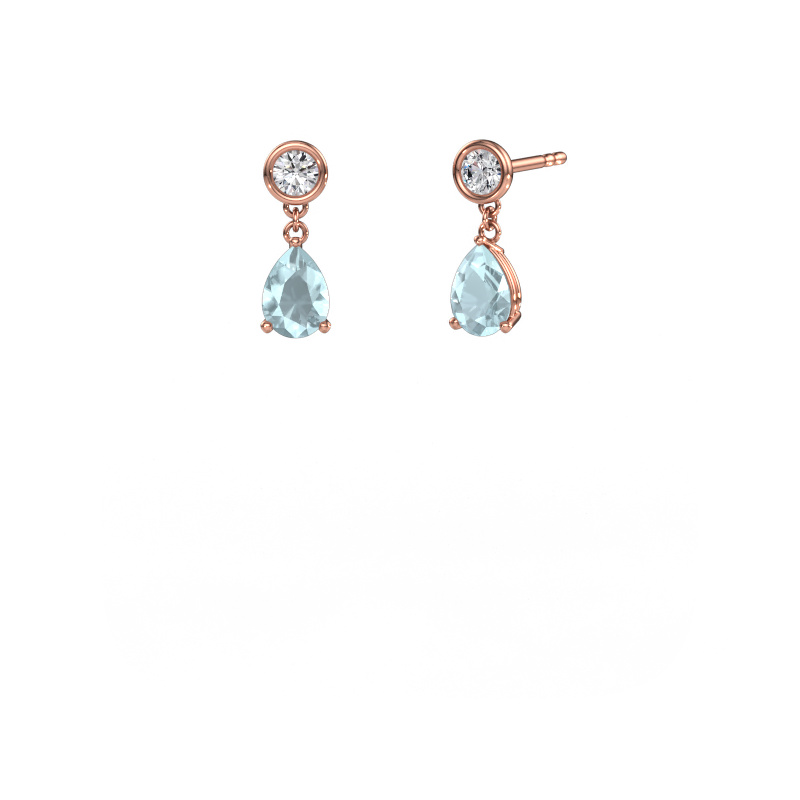 Image de Pendants d'oreilles Lacey 585 or rose Aigue-marine 7x5 mm