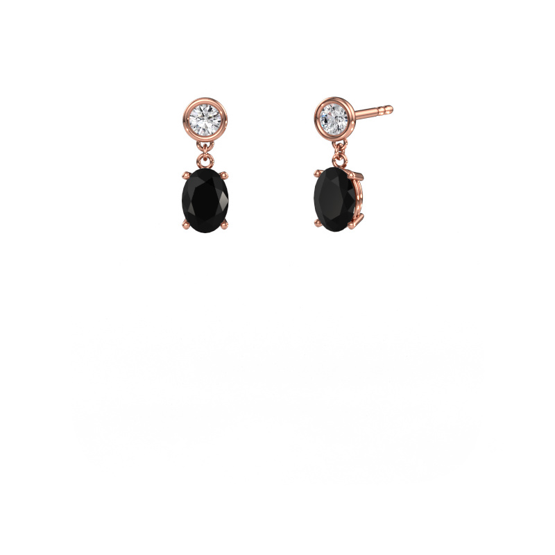 Image de Pendants d'oreilles Lacey OVL 585 or rose Diamant noir 2.40 crt