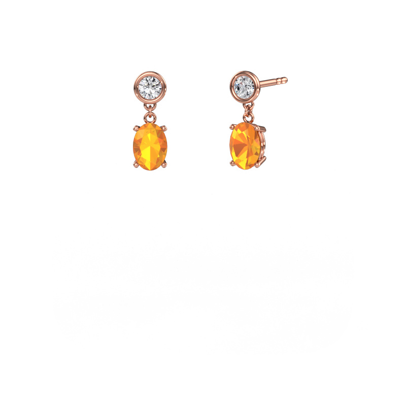 Image de Pendants d'oreilles Lacey OVL 585 or rose Citrine 7x5 mm