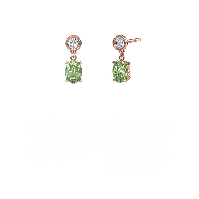 Bild von Ohrhänger Lacey OVL 585 Roségold Grüner Labor-Diamant 7x5 mm