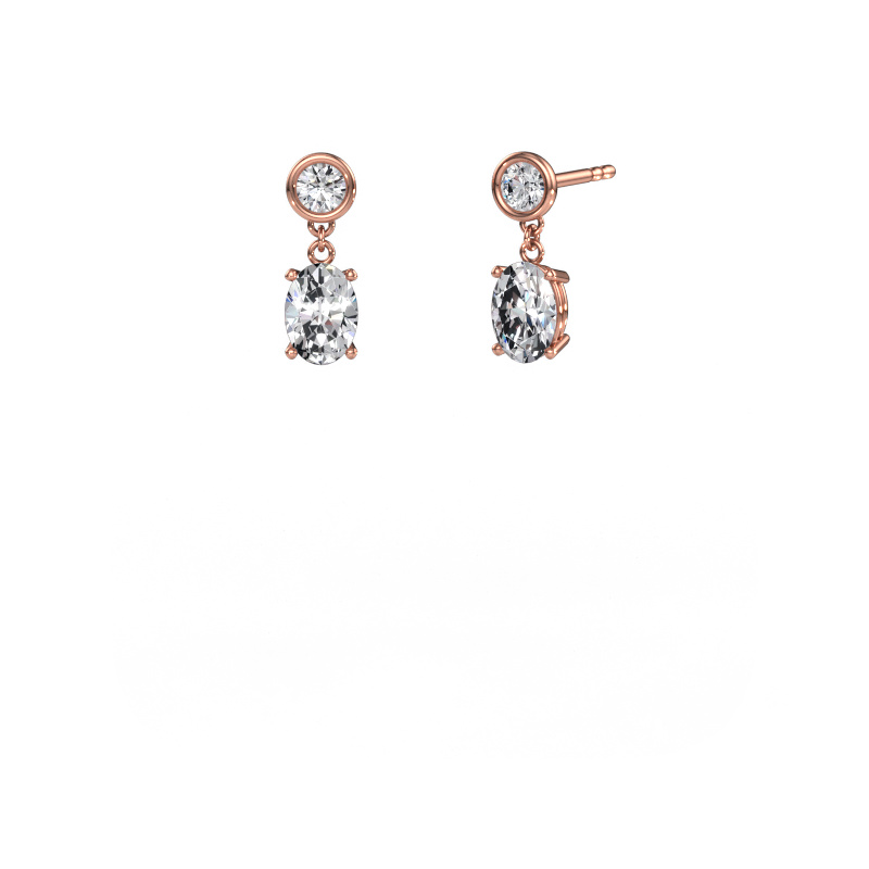 Image de Pendants d'oreilles Lacey OVL 585 or rose Zircone 7x5 mm