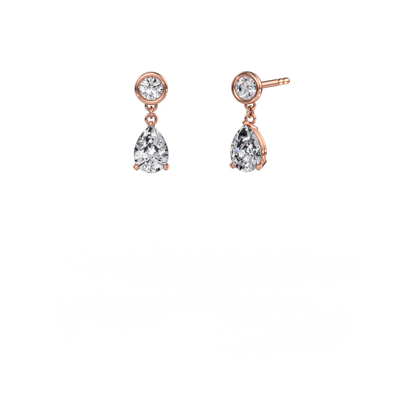 Image of Drop earrings Lacey 585 rose gold Lab grown diamond 1.60 crt