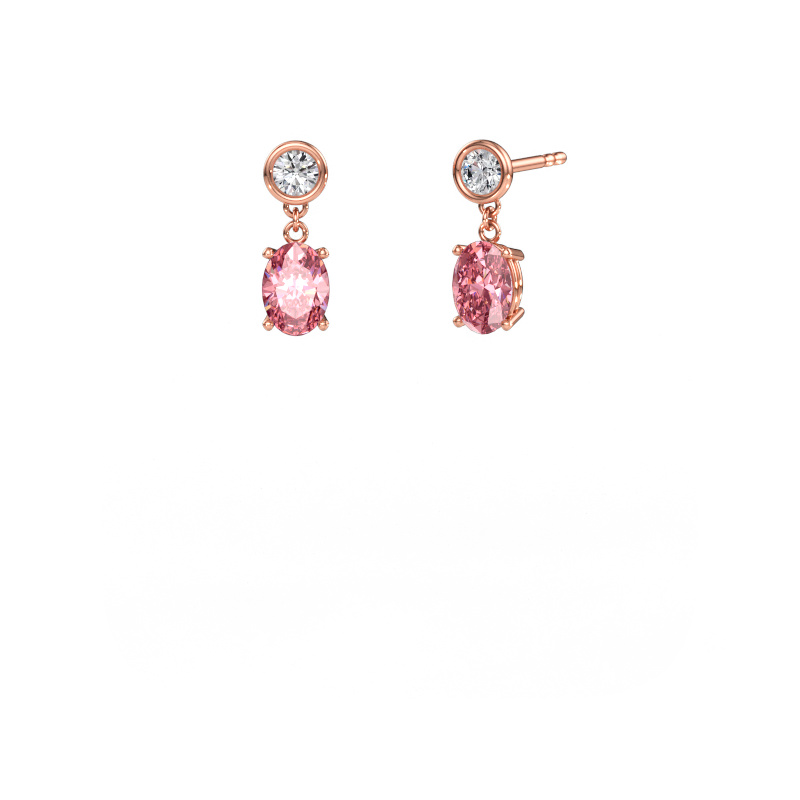 Immagine di Orecchini pendenti Lacey OVL 585 oro rosa Diamante lab grown rosa 7x5 mm