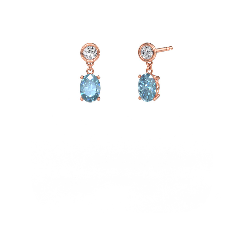 Immagine di Orecchini pendenti Lacey OVL 585 oro rosa Diamante lab grown blu 7x5 mm