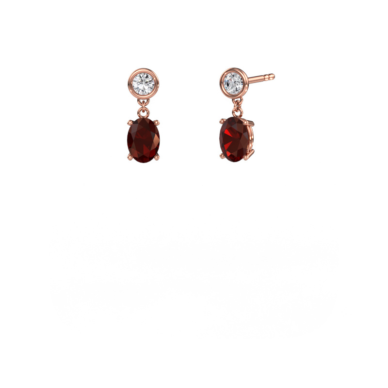 Image de Pendants d'oreilles Lacey OVL 585 or rose Grenat 7x5 mm