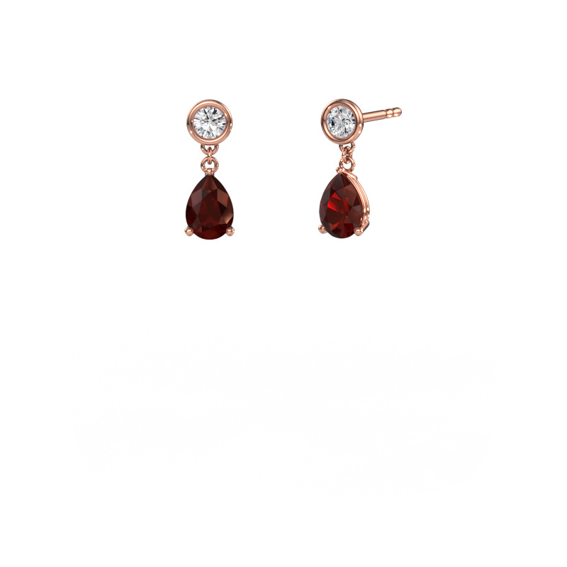 Image de Pendants d'oreilles Lacey 585 or rose Grenat 7x5 mm