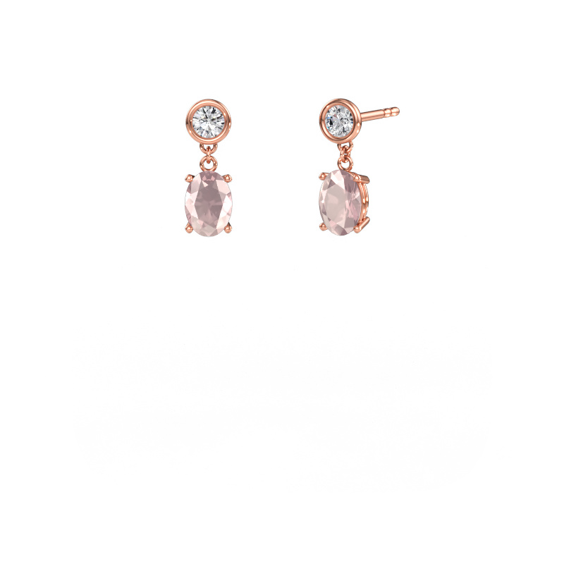 Immagine di Orecchini pendenti Lacey OVL 585 oro rosa Morganite champagne 7x5 mm