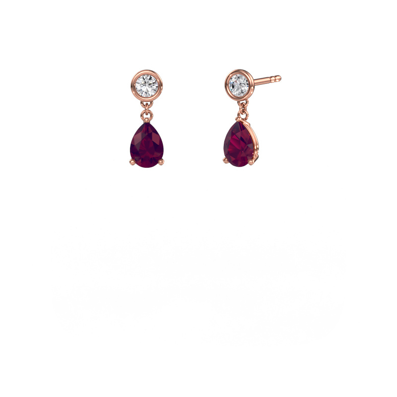 Image de Pendants d'oreilles Lacey 585 or rose Rhodolite 7x5 mm
