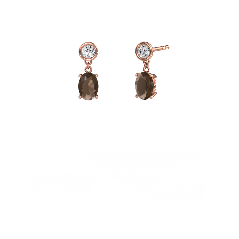 Image de Pendants d'oreilles Lacey OVL 585 or rose Quartz fumé 7x5 mm