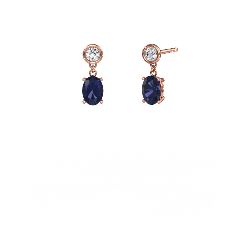 Image de Pendants d'oreilles Lacey OVL 585 or rose Saphir 7x5 mm
