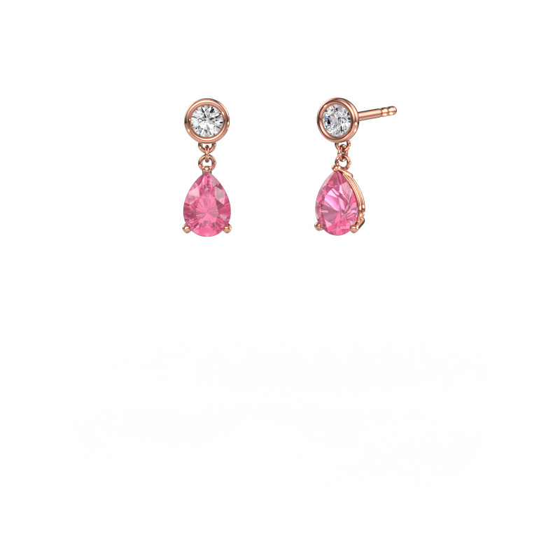 Image de Pendants d'oreilles Lacey 585 or rose Saphir rose 7x5 mm
