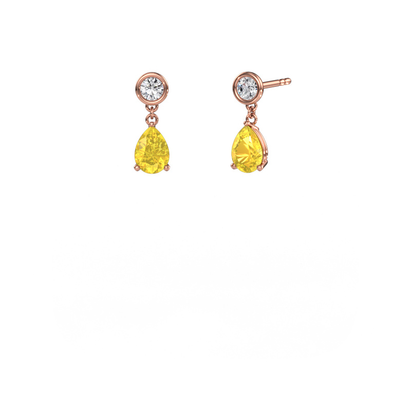 Image of Drop earrings Lacey 585 rose gold Yellow sapphire 7x5 mm