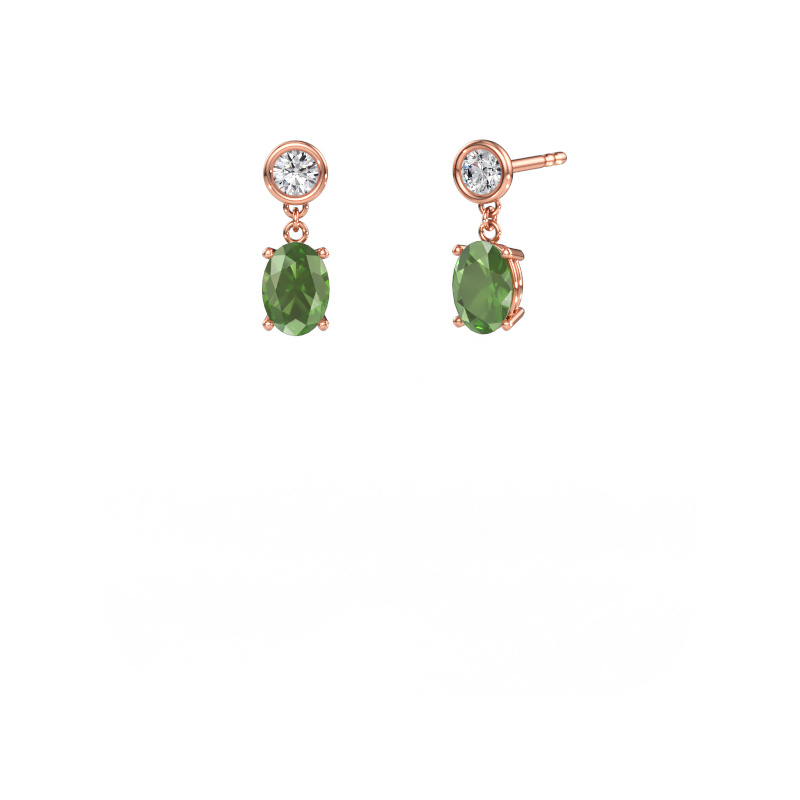Immagine di Orecchini pendenti Lacey OVL 585 oro rosa Tormalina verde 7x5 mm