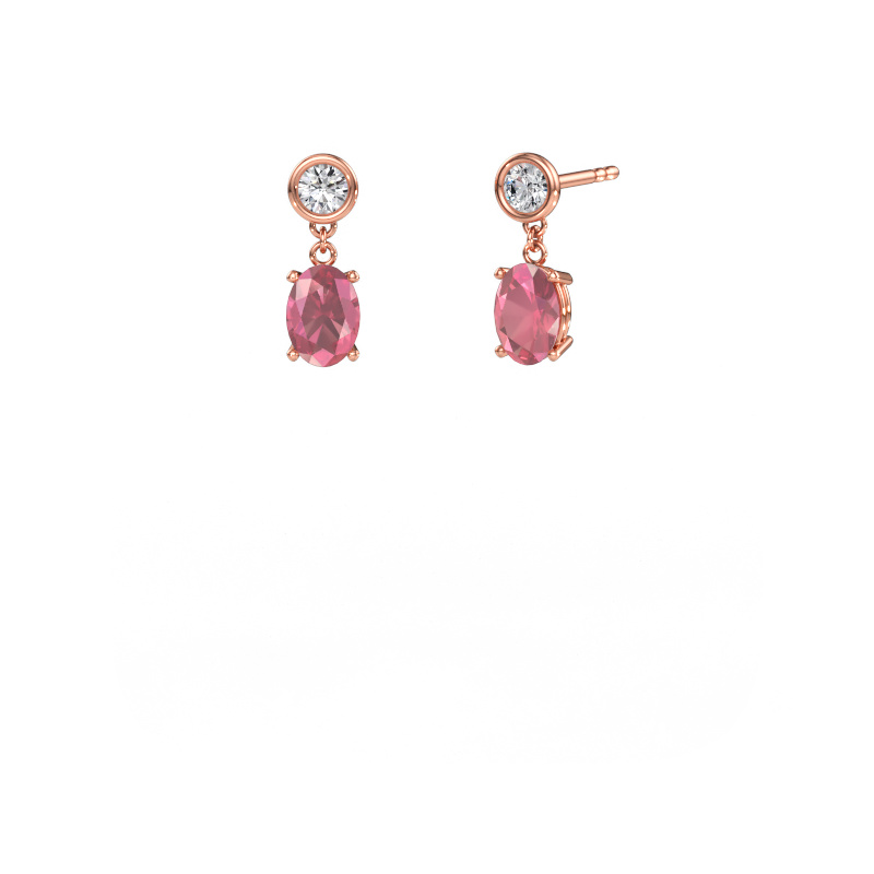 Immagine di Orecchini pendenti Lacey OVL 585 oro rosa Tormalina rosa 7x5 mm