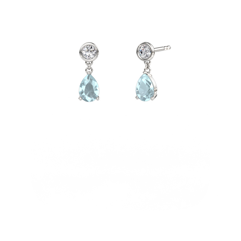 Image of Drop earrings Lacey 585 white gold Aquamarine 7x5 mm