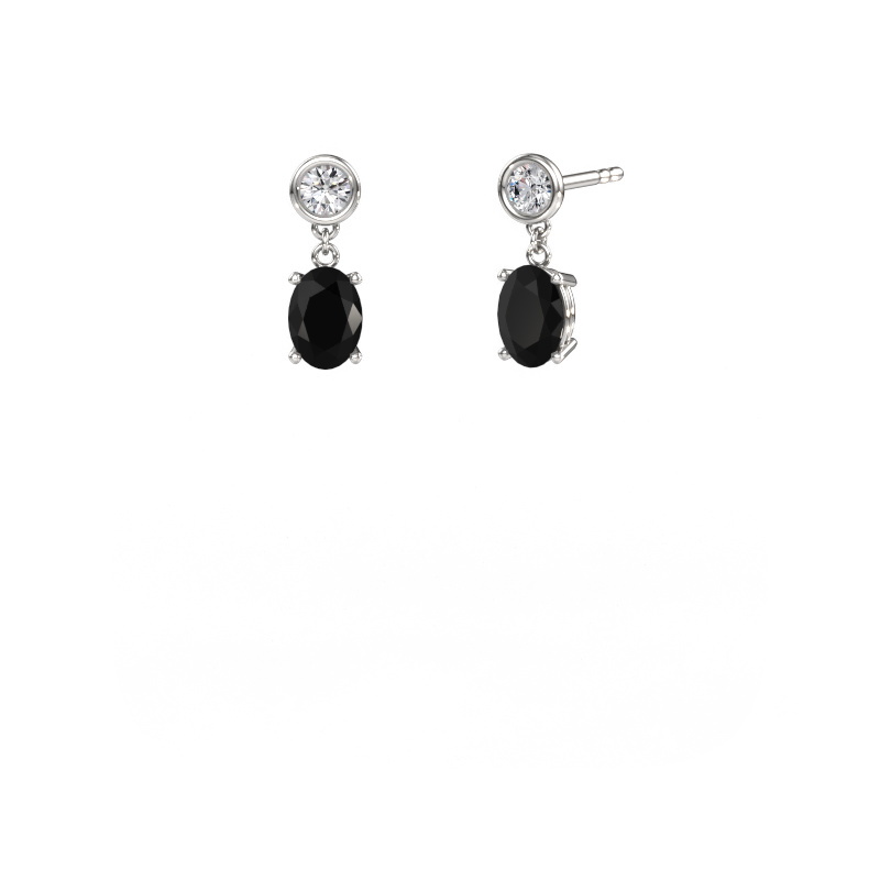 Image of Drop earrings Lacey OVL 950 platinum Black diamond 2.40 crt