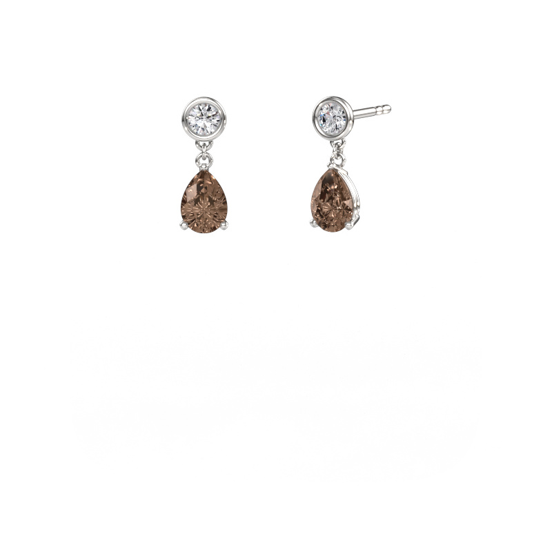 Image of Drop earrings Lacey 950 platinum Brown diamond 1.60 crt