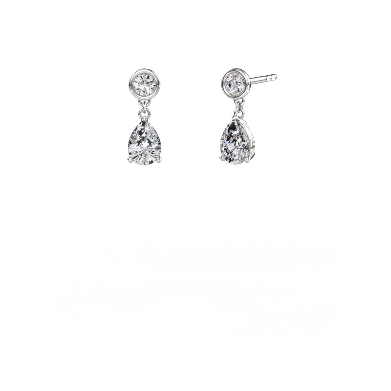Image de Pendants d'oreilles Lacey 585 or blanc Zircone 7x5 mm