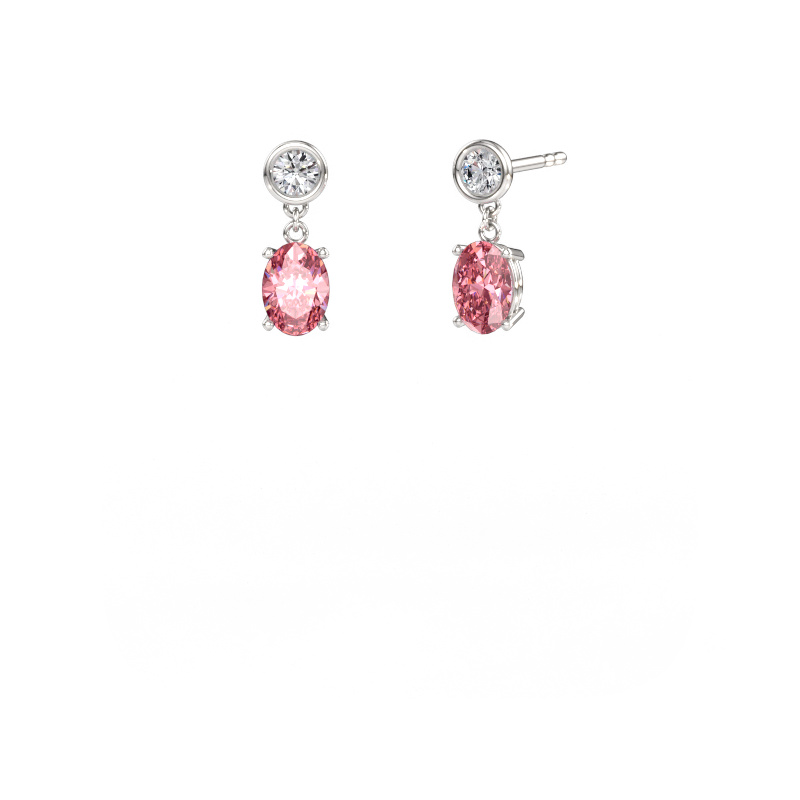 Immagine di Orecchini pendenti Lacey OVL 585 oro bianco Diamante lab grown rosa 7x5 mm