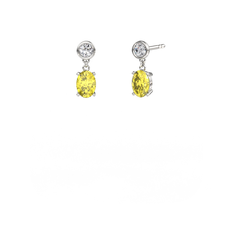 Image of Drop earrings Lacey OVL 585 white gold Yellow lab grown diamond 7x5 mm