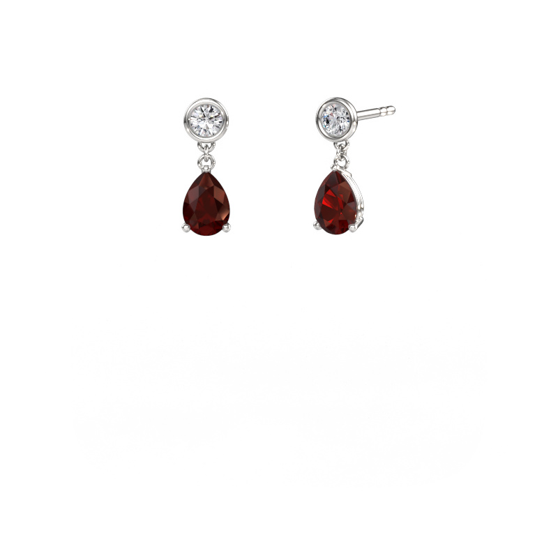 Image of Drop earrings Lacey 950 platinum Garnet 7x5 mm