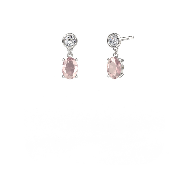 Image of Drop earrings Lacey OVL 950 platinum Morganite champagne 7x5 mm