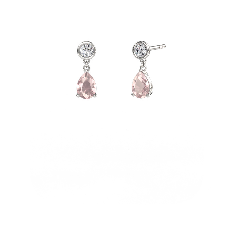 Image of Drop earrings Lacey PER 585 white gold Morganite champagne 7x5 mm