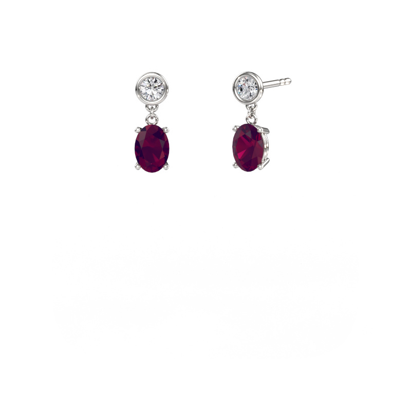 Image de Pendants d'oreilles Lacey OVL 585 or blanc Rhodolite 7x5 mm