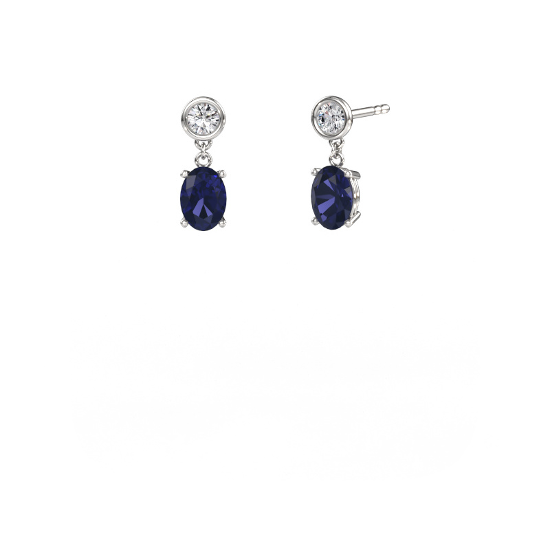 Image de Pendants d'oreilles Lacey OVL 585 or blanc Saphir 7x5 mm