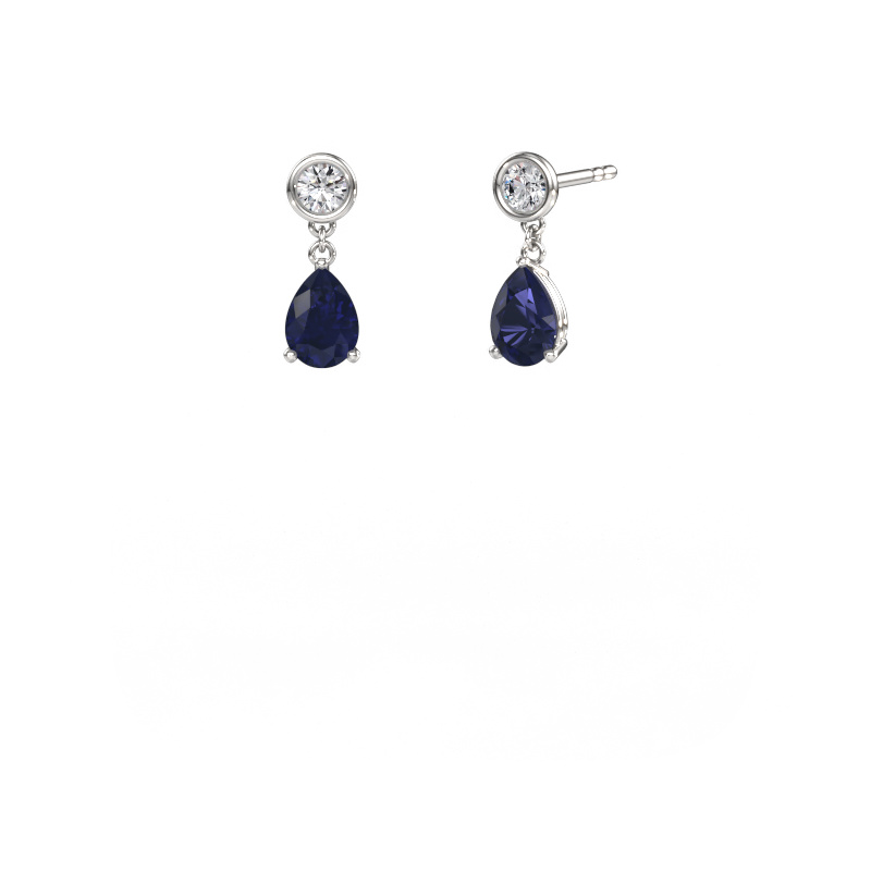 Image de Pendants d'oreilles Lacey 950 platine Saphir 7x5 mm