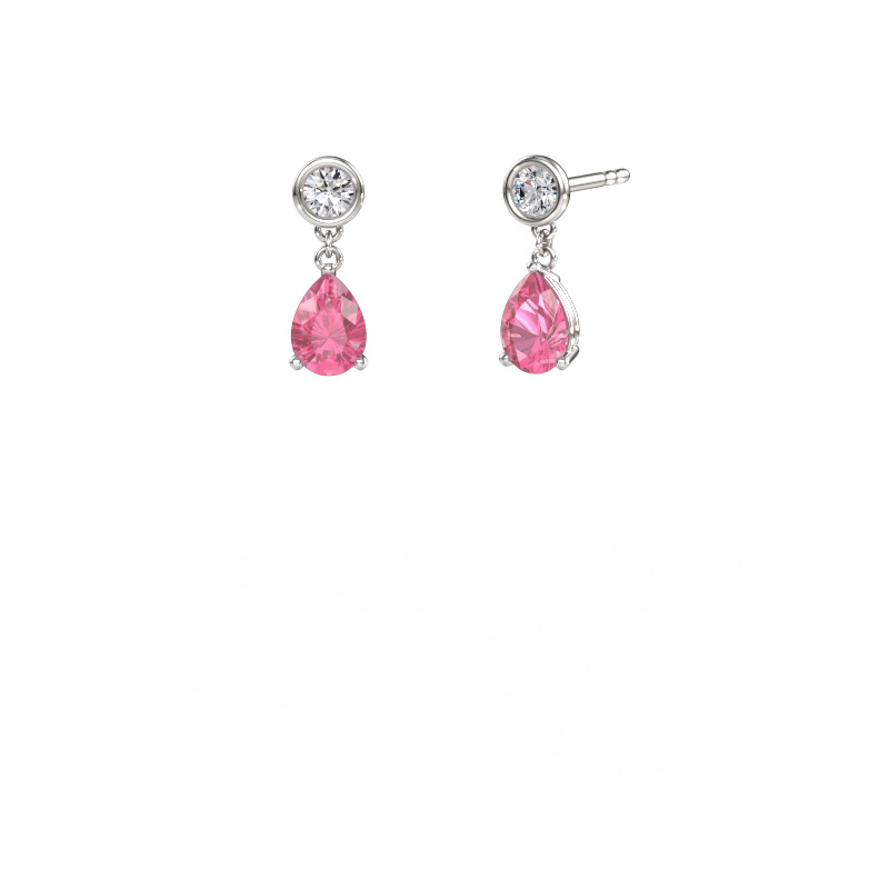 Image of Drop earrings Lacey 950 platinum Pink sapphire 7x5 mm