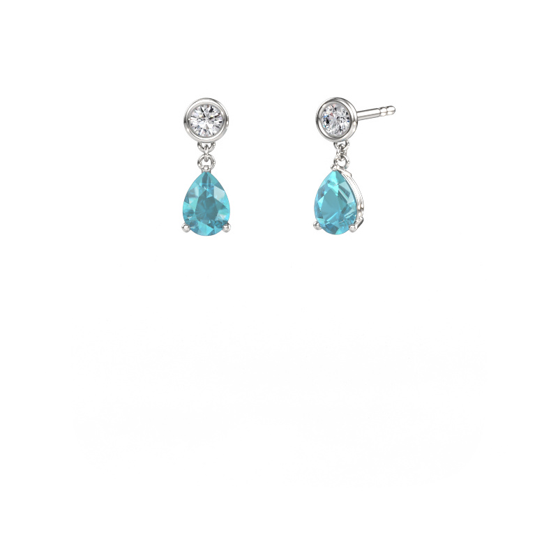 Image of Drop earrings Lacey 950 platinum Blue topaz 7x5 mm