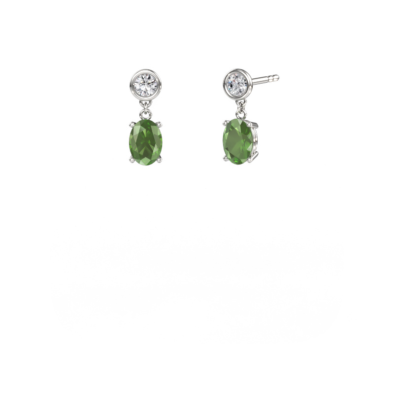 Afbeelding van Oorhangers Lacey OVL 950 platina Toermalijn groen 7x5 mm